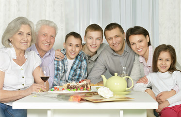 Happy family celebrating birthday