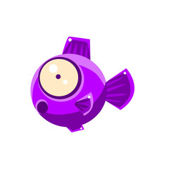 Violet Shocked Fantastic Aquarium Tropical Fish Cartoon Character