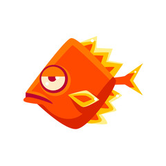 Snobbish Orange Diamon Shaped Fantastic Aquarium Tropical Fish Cartoon Character