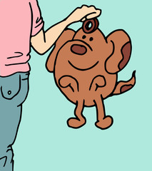 Hind bedelt om koekje bij baasje