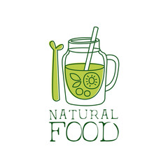 Fresh Vegan Food Promotional Sign With Smoothie And Asparagus For Vegetarian, Vegan And Raw Food Diet Menu