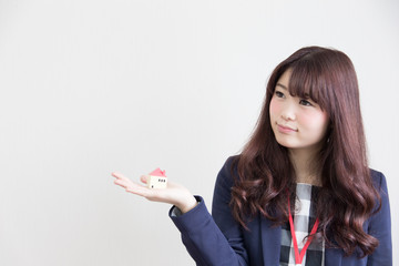 Naklejka premium OLポートレート・白バック