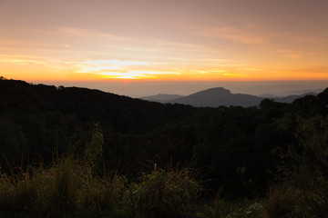 mountain landscape with sky at dawn