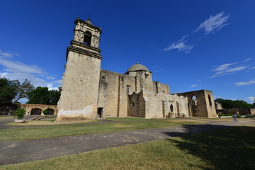 Fototapeta na wymiar Mission San José y San Miguel de Aguayo the Catholic Mission in San Antonio Texas.