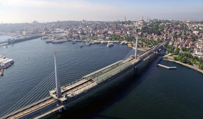 Aerial view of Istanbul bosphorus and golden bridge