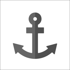 Anchor flat icon isolated vector illustration. Nautical symbol in material flat style design.