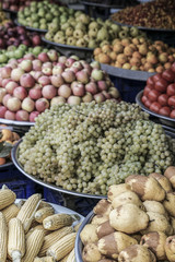 variety of fruits at grocery store