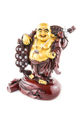 Chinese statue Laughing Buddha on white background