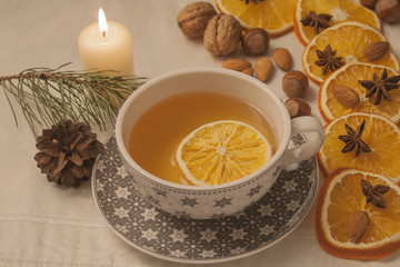 Tea with orange and spices