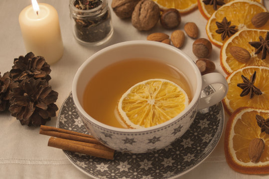 Tea with orange and spices