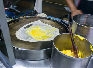 Roti pile in street food at thailand