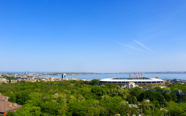 Fototapeta na wymiar View on the Odessa city and Black sea in Ukraine