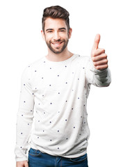 Naklejka premium young man okay gesture