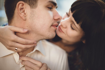 Woman is embracing her beloved man