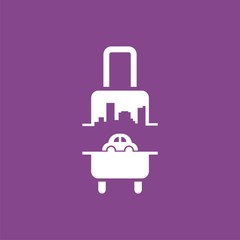 logo with suitcase, car and city. Vector design logo. Vector illustration