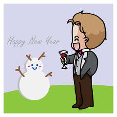 merry christmas and new year cartoon cute vector character