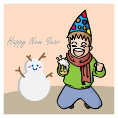 merry christmas and new year cartoon cute vector character