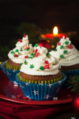 Christmas cupcakes with whipped cream
