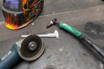 Welding tool on a workbench