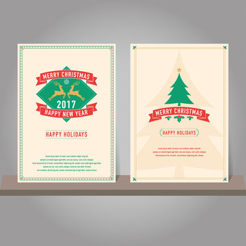  Christmas greeting card or invitation set. Vintage design.