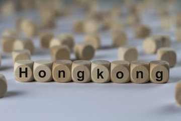 Hongkong - Holzwürfel mit Buchstaben