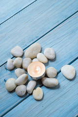   pebbles and candle