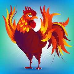 Colorful cartoon rooster, symbol of 2017 year by eastern calendar. Vector Illustration.