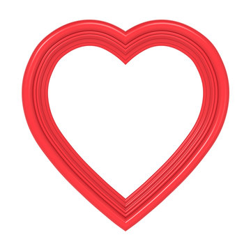 Red heart picture frame isolated on white. 3D illustration.