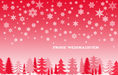 Frohe Weihnachten Motiv Winterlandschaft in Rot