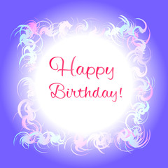 Happy birthday blue greeting card