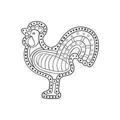 Fototapeta na wymiar Outline hand drawn rooster