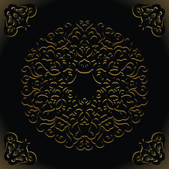 Vintage pattern on black background. Retro design