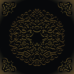 Vintage pattern on black background. Retro design