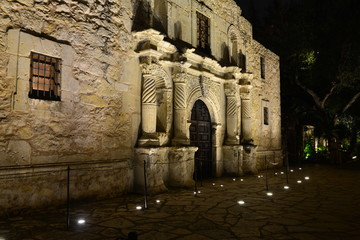 The Alamo at night at around the time the battle was fought very early in the morning just before...