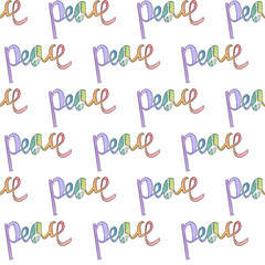 Watercolor seamless pattern of Peace symbol