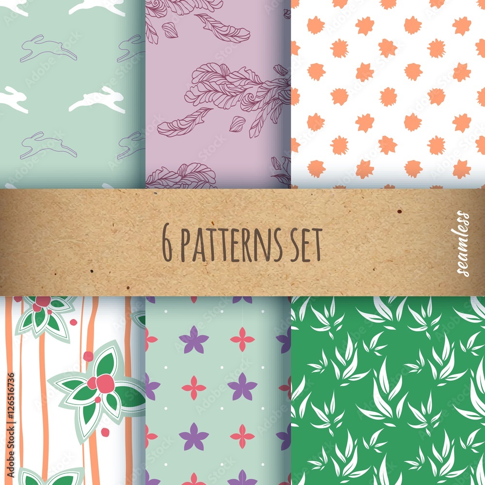 Poster set of the seamless patterns