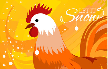 Rooster 2017 Chinese New Year greeting card. Christmas background. beautiful colorful and bright. Celebration with , place for your text.