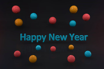 Fototapeta na wymiar happy new year with text and fantasy ball