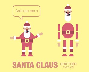 flat santa claus  character for your scenes. Parts of body template for design work and animation. 