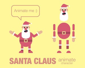 flat santa claus  character for your scenes. Parts of body template for design work and animation. 