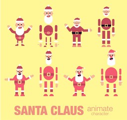 Set of flat santa claus  character for your scenes. Santa claus animate character set