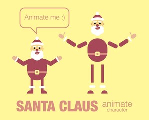 flat santa claus  character for your scenes. Parts of body template for design work and animation. 
