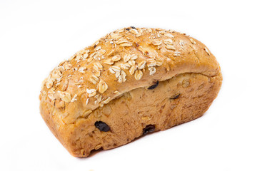 small bread in a basket on a white background, studio photo