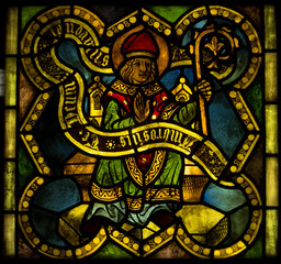 bright colorful stained glass, scenes from the life of Jesus, images of the apostles, saints and the figures from the Old Testament., Exposure stained glass, The Castle Museum in Malbork 24 May 2014