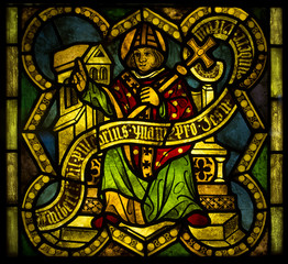 bright colorful stained glass, scenes from the life of Jesus, images of the apostles, saints and the figures from the Old Testament., Exposure stained glass, The Castle Museum in Malbork 24 May 2014
