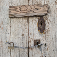 Old lock on the door. lock on the door