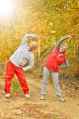 Fototapeta premium fit senior couple exercising