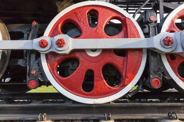 old steam locomotive close up