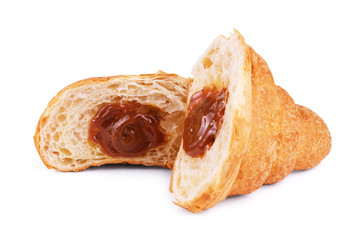 croissants on a white background, croissants with condensed milk