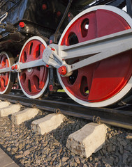 old steam locomotive close up